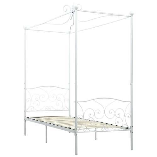 Okvir za krevet s nadstrešnicom bijeli metalni 100 x 200 cm Cijena