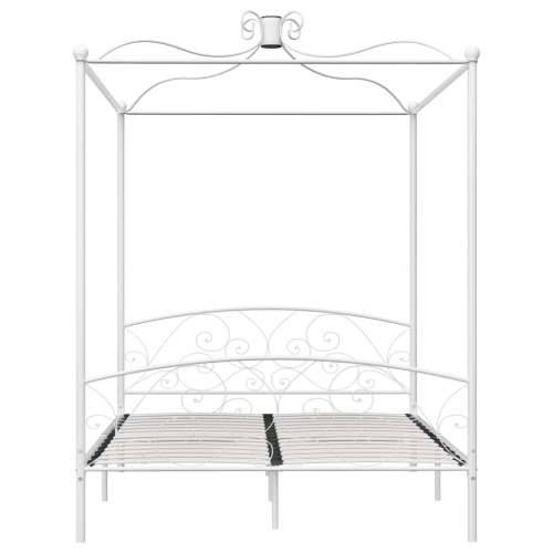 Okvir za krevet s nadstrešnicom bijeli metalni 160 x 200 cm Bijela 160 x 200 cm Cijena
