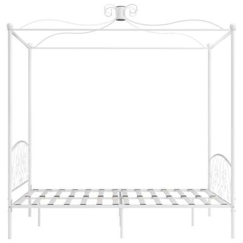 Okvir za krevet s nadstrešnicom bijeli metalni 160 x 200 cm Bijela 160 x 200 cm Cijena