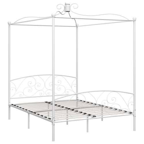 Okvir za krevet s nadstrešnicom bijeli metalni 160 x 200 cm Cijena