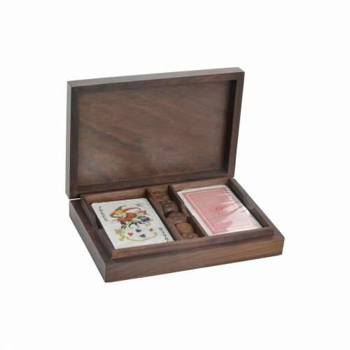 Kartaške igre DKD Home Decor Sheesham zlatan Tamno smeđi 18 x 12 x 4 cm Cijena