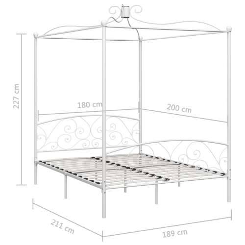 Okvir za krevet s nadstrešnicom bijeli metalni 180 x 200 cm Cijena