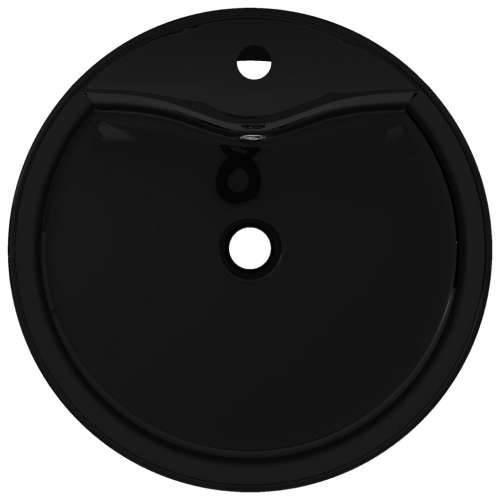 Crni okrugli keramički umivaonik sa zaštitom od prelijevanja Cijena