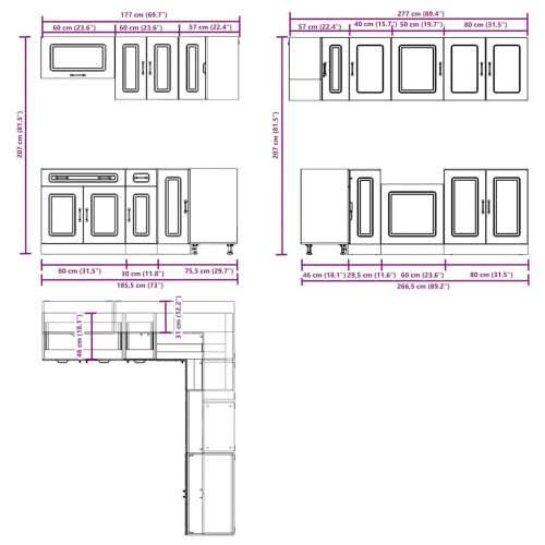 11-dijelni set kuhinjskih ormarića Kalmar konstruiranog drva - Beton siva 1 Cijena