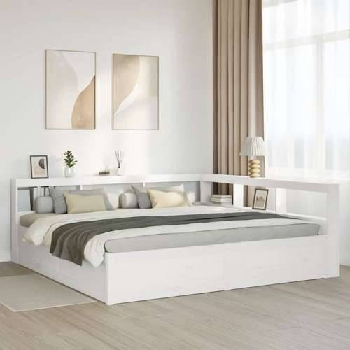 Krevet s regalom z knjige bez madraca bijeli 180x200cm borovina - Bijela 180 x 200 cm Cijena