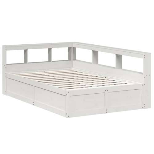 Krevet s regalom z knjige bez madraca bijeli 140x190cm borovina - Bijela 140 x 190 cm Cijena