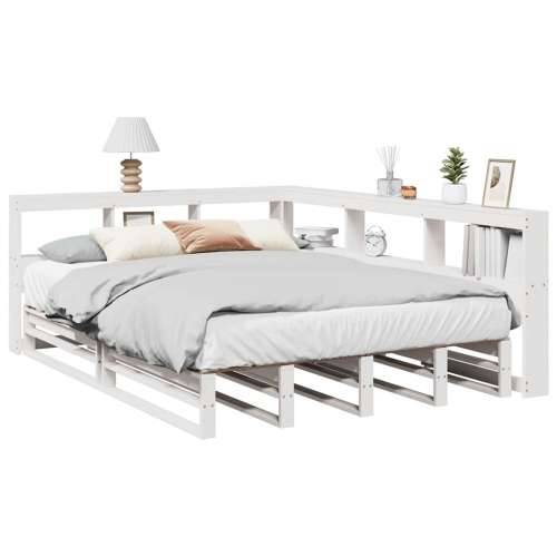 Krevet s regalom z knjige bez madraca bijeli 135x190cm borovina - Bijela 135 x 190 cm Cijena