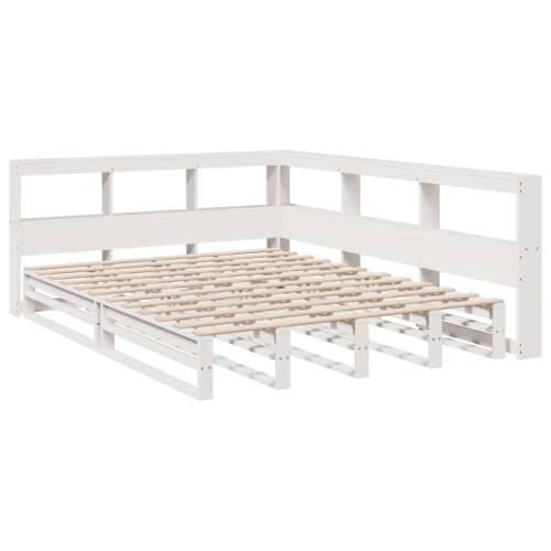 Krevet s regalom z knjige bez madraca bijeli 135x190cm borovina - Bijela 135 x 190 cm Cijena