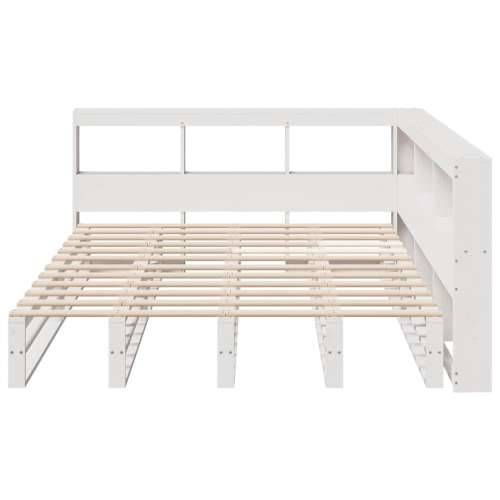 Krevet s regalom z knjige bez madraca bijeli 135x190cm borovina - Bijela 135 x 190 cm Cijena