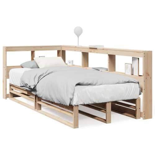 Krevet s regalom za knjige bez madraca 90x190 cm od borovine - Prirodna 90 x 190 cm Cijena