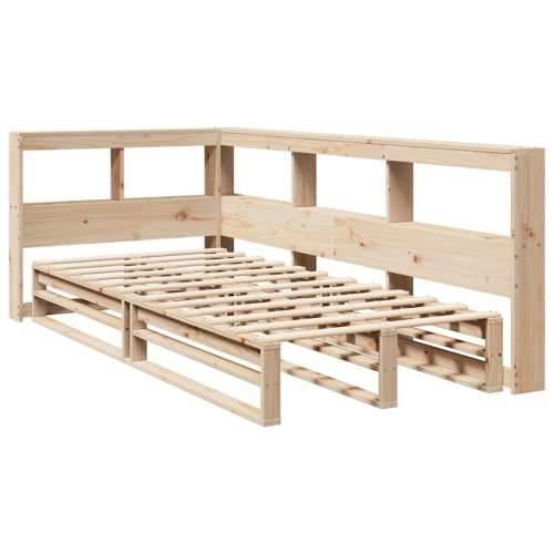 Krevet s regalom za knjige bez madraca 90x190 cm od borovine - Prirodna 90 x 190 cm Cijena