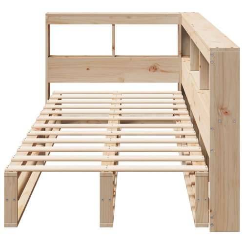 Krevet s regalom za knjige bez madraca 90x190 cm od borovine - Prirodna 90 x 190 cm Cijena
