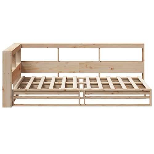 Krevet s regalom za knjige bez madraca 90x190 cm od borovine - Prirodna 90 x 190 cm Cijena
