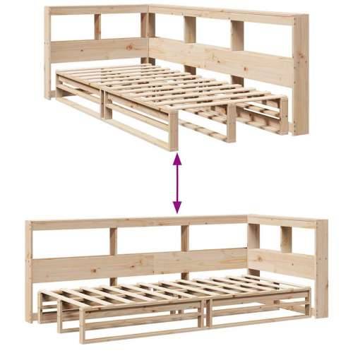 Krevet s regalom za knjige bez madraca 90x190 cm od borovine - Prirodna 90 x 190 cm Cijena