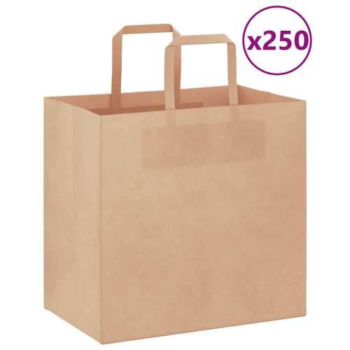 Papirnate vrećice 250 kom s ručkama smeđe 26x17x25 cm - Smeđa 26 x 17 x 25 cm 250 Cijena