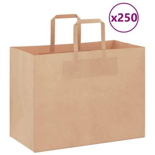 Papirnate vrećice 250 kom s ručkama smeđe 32x17x25 cm - Smeđa 32 x 17 x 25 cm 250 Cijena