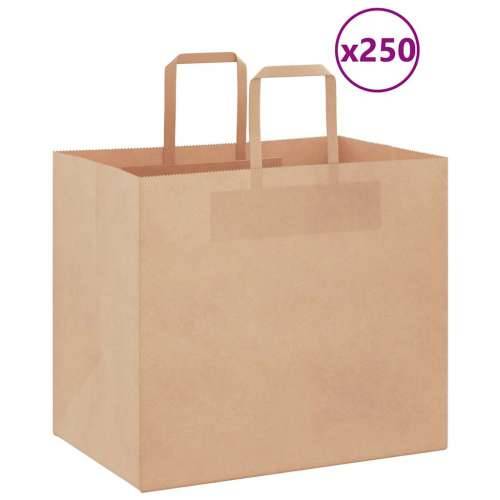 Papirnate vrećice 250 kom s ručkama smeđe 32x22x28 cm - Smeđa 32 x 22 x 28 cm 250 Cijena