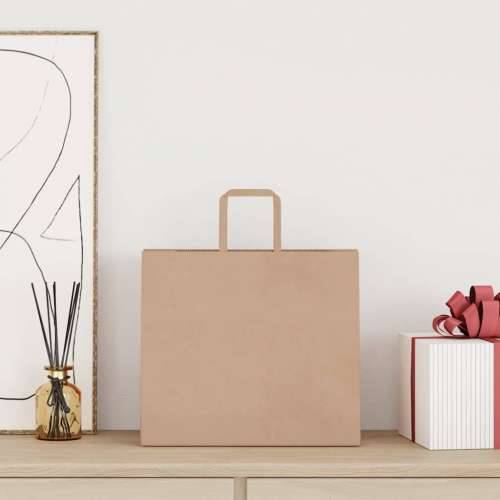 Papirnate vrećice 250 kom s ručkama smeđe 32x22x28 cm - Smeđa 32 x 22 x 28 cm 250 Cijena