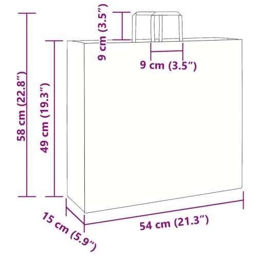 Papirnate vrećice 250 kom s ručkama smeđe 54x15x49 cm - Smeđa 54 x 15 x 49 cm 250 Cijena