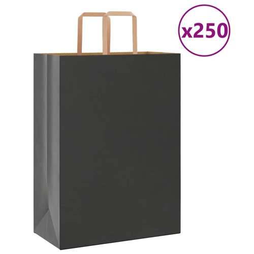 Papirnate vrećice 250 kom s ručkama crne 32x17x44 cm - Crna 32 x 17 x 44 cm 250 Cijena