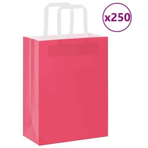 Papirnate vrećice 250 kom s ručkama ružičaste 21x11x28 cm - Ružičasta 21 x 11 x 28 cm 250 Cijena