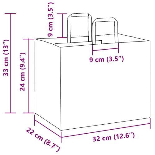 Papirnate vrećice 50 kom s ručkama crvene 32x22x24 cm - Crvena 32 x 22 x 24 cm 50 Cijena