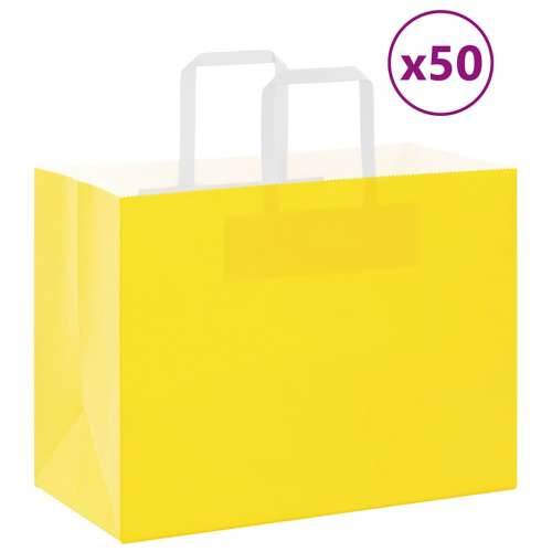 Papirnate vrećice 50 kom s ručkama žute 32x17x25 cm - Žuta 32 x 17 x 25 cm 50 Cijena