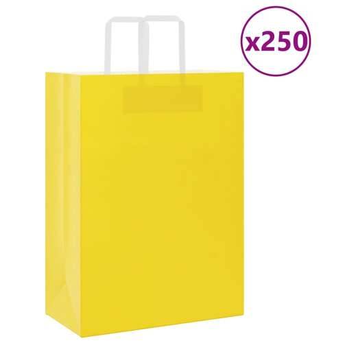 Papirnate vrećice 250 kom s ručkama žute 32x17x44 cm - Žuta 32 x 17 x 44 cm 250 Cijena