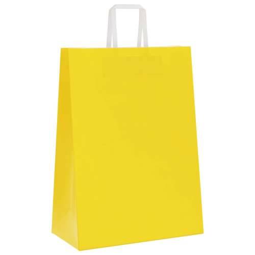 Papirnate vrećice 250 kom s ručkama žute 32x17x44 cm - Žuta 32 x 17 x 44 cm 250 Cijena