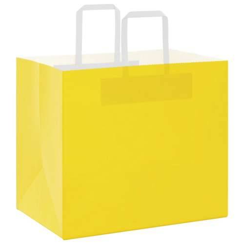 Papirnate vrećice 250 kom s ručkama žute 32x22x28 cm - Žuta 32 x 22 x 28 cm 250 Cijena