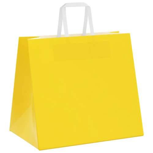 Papirnate vrećice 250 kom s ručkama žute 32x22x28 cm - Žuta 32 x 22 x 28 cm 250 Cijena