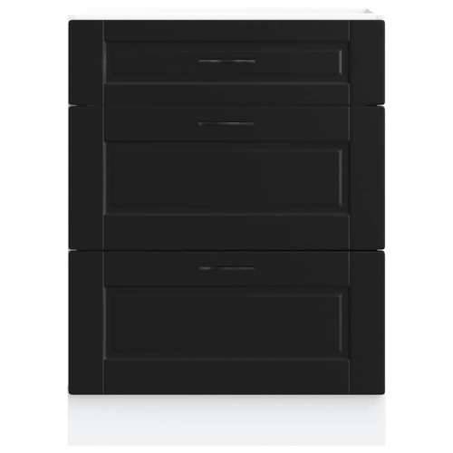 Donji kuhinjski ormarić Porto crni konstruirano drvo - Crna 1 1 x donji ormarić (3 ladice) 60 cm Cijena