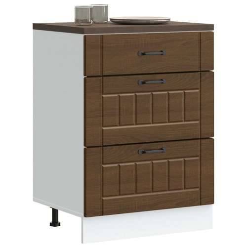 Donji kuhinjski ormarić Lucca boja hrasta konstruirano drvo - Smeđi hrast 60 x 46 x 81.5 cm 1 1x bottom cabinet (3 drawers) Cijena