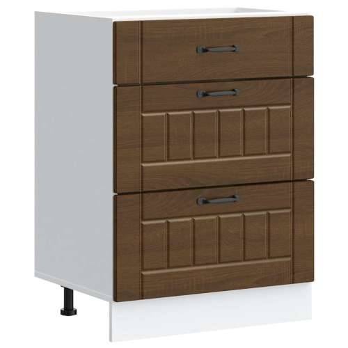 Donji kuhinjski ormarić Lucca boja hrasta konstruirano drvo - Smeđi hrast 60 x 46 x 81.5 cm 1 1x bottom cabinet (3 drawers) Cijena