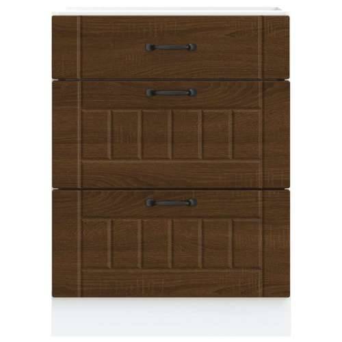 Donji kuhinjski ormarić Lucca boja hrasta konstruirano drvo - Smeđi hrast 60 x 46 x 81.5 cm 1 1x bottom cabinet (3 drawers) Cijena