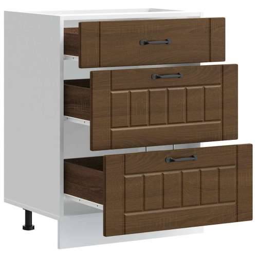 Donji kuhinjski ormarić Lucca boja hrasta konstruirano drvo - Smeđi hrast 60 x 46 x 81.5 cm 1 1x bottom cabinet (3 drawers) Cijena