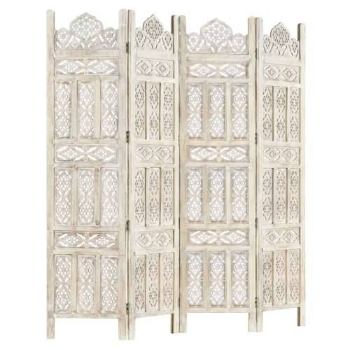 Paravan - Sobna pregrada s 4 panela bijela 160x165 cm masivno drvo manga - Bijela 1 4 Cijena