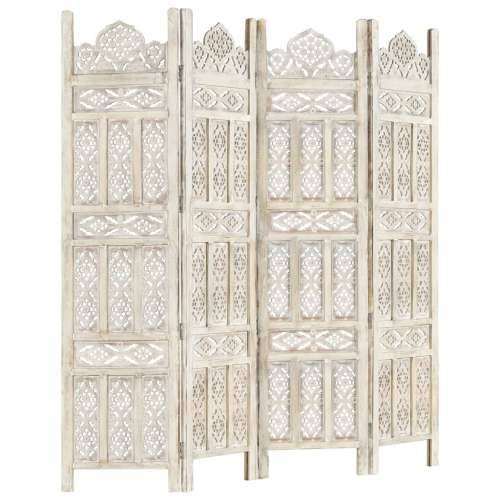 Paravan - Sobna pregrada s 4 panela bijela 160x165 cm masivno drvo manga - Bijela 1 4 Cijena