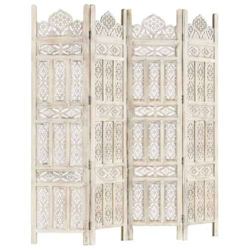 Paravan - Sobna pregrada s 4 panela bijela 160x165 cm masivno drvo manga - Bijela 1 4 Cijena
