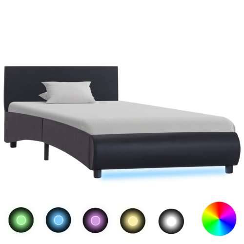 Okvir za krevet od umjetne kože s LED svjetlom crni 100x200 cm  - Crna 100 x 200 cm Cijena