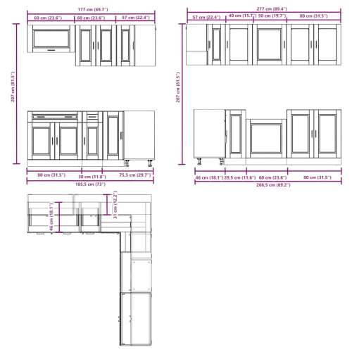 11-dijelni set kuhinjskih ormarića Porto konstruiranog drva - Staro drvo 1 Cijena