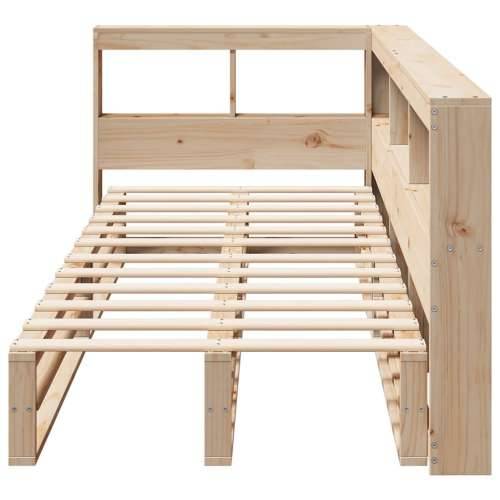 Krevet s regalom za knjige bez madraca 100 x 200 cm od borovine - Prirodna 100 x 200 cm Cijena