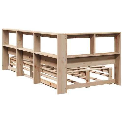 Krevet s regalom za knjige bez madraca 100 x 200 cm od borovine - Prirodna 100 x 200 cm Cijena