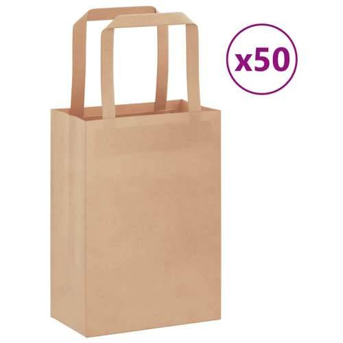 Papirnate vrećice 50 kom s ručkama smeđe 15x8x21 cm - Smeđa 15 x 8 x 21 cm 50 Cijena