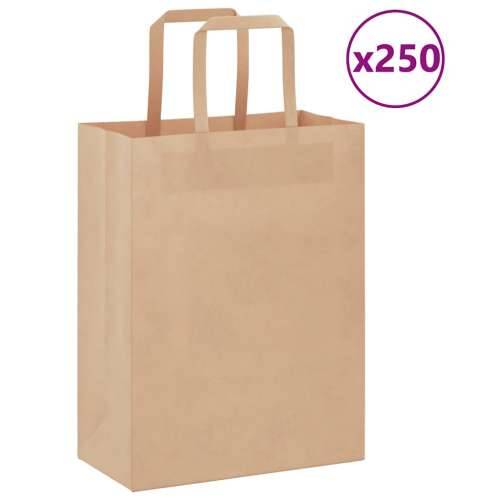 Papirnate vrećice 250 kom s ručkama smeđe 21x11x28 cm - Smeđa 21 x 11 x 28 cm 250 Cijena