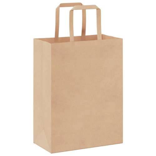 Papirnate vrećice 250 kom s ručkama smeđe 21x11x28 cm - Smeđa 21 x 11 x 28 cm 250 Cijena