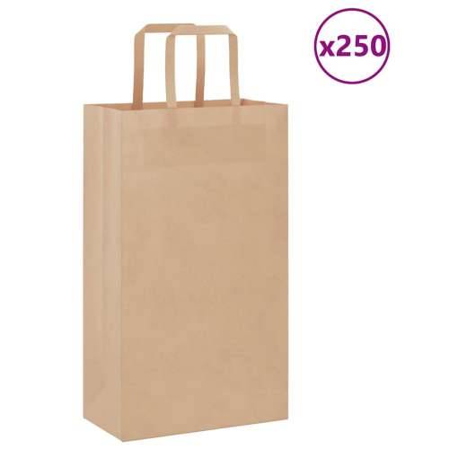 Papirnate vrećice 250 kom s ručkama smeđe 21x11x36 cm - Smeđa 21 x 11 x 36 cm 250 Cijena