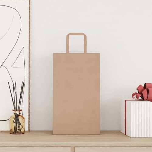 Papirnate vrećice 250 kom s ručkama smeđe 21x11x36 cm - Smeđa 21 x 11 x 36 cm 250 Cijena