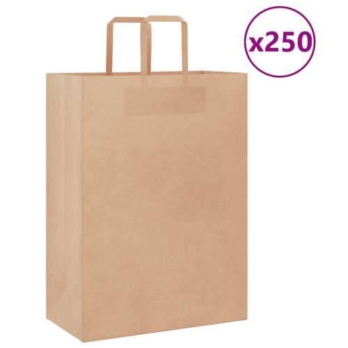 Papirnate vrećice 250 kom s ručkama smeđe 32x17x44 cm - Smeđa 32 x 17 x 44 cm 250 Cijena