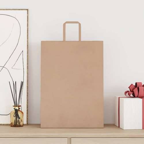 Papirnate vrećice 250 kom s ručkama smeđe 32x17x44 cm - Smeđa 32 x 17 x 44 cm 250 Cijena